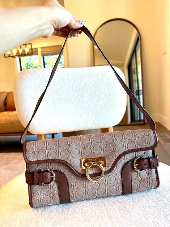 Salvatore Ferragamo Handbags - Like NEW! Salvatore Ferragamo Gancini Brown Bag - Converts to a Clutch!
